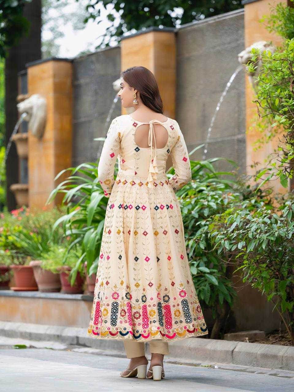 Chinon Silk Alia Cut Anarkali Suits - MYLUXURY LANE ENTERPRISE